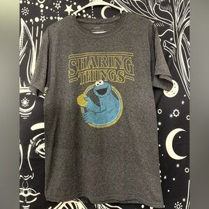 Sesame Street x Stranger Things- Cookie Monster “Sharing Things” Graphic T-Shirt